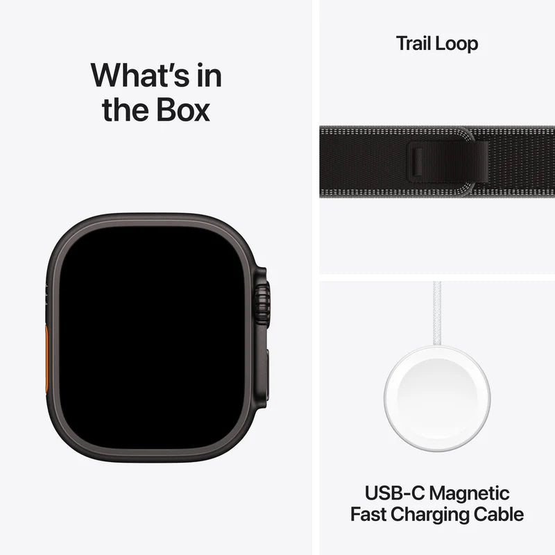 Apple Watch Ultra 3 (49mm) GPS + Cellular Black Titanium Case With  Black/ Charcoal Trail Loop