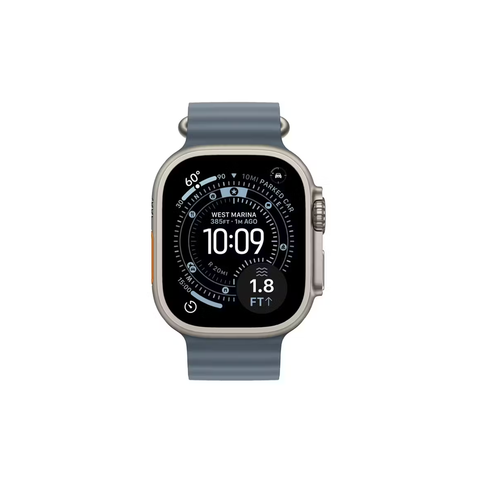 Apple Watch Ultra 3 Natural Titanium Case With Anchor Blue Ocean Band